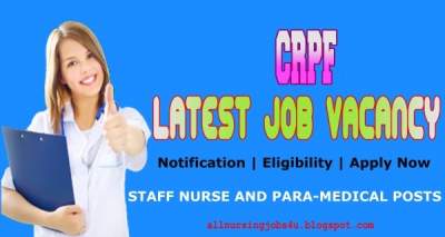 CRPF Staff Nurse Vacancy 2020