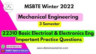22310 Basic Electrical & Electronics Engineering Important Questions for MSBTE Exam | Mechanical Engineering 3 Semester