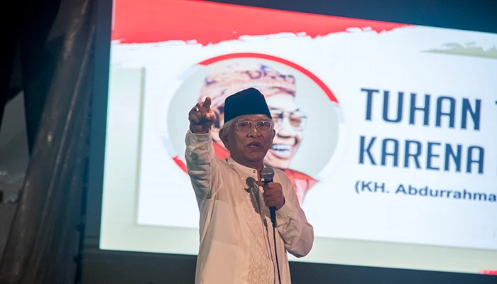 Kiai Haji Mustofa Bisri atau Gus Mus di Acara Haul Gus Dur ke-9 di Solo