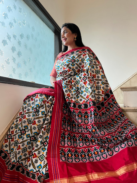 White double ikat Pochampally saree