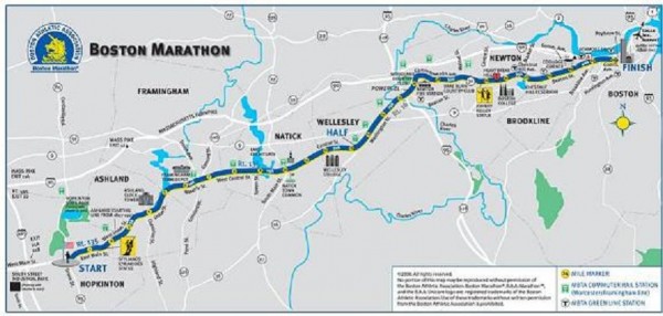 boston marathon course 2011. oston marathon course map