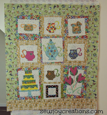 madhatter tea party quilt applique tea cup quilt Pat Sloan