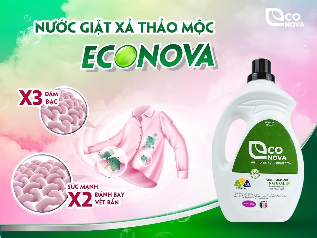 Nước giặt thảo mộc - Econova Bucato 2 in 1 Bio Activ Dolce Vita