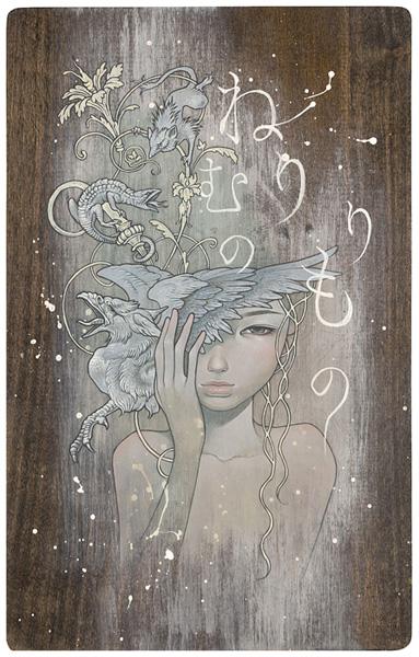 audrey kawasaki mulheres pintura madeira