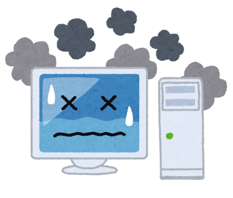 無料イラスト かわいいフリー素材集 壊れたパソコンのイラスト コンピューター