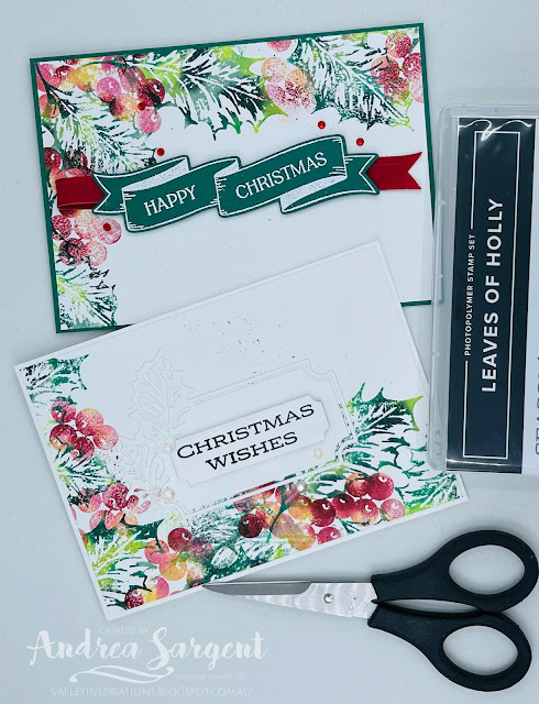 A set of lovely cards can be created for Christmas with the gorgeous Leaves of Holly stamp set.