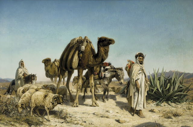 Caravane dans le désert - Eugène Alexis Girardet (Français - 1853-1907) - Huile sur toile - 64 x 92 cm