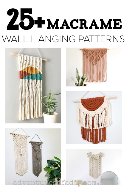 collage of macrame wall hangings