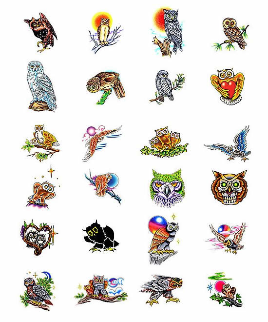 Choose your own owl tattoo design from Tattoo-Art.com.