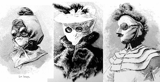 women's 1903 automobile driving masks for protection in cold weather, an illustration