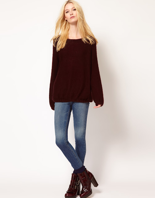 red oversized knit jumper asos