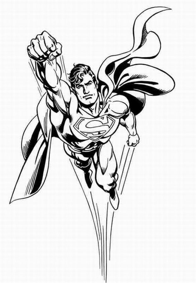 Free Superman coloring pages for children and line drawing pictures