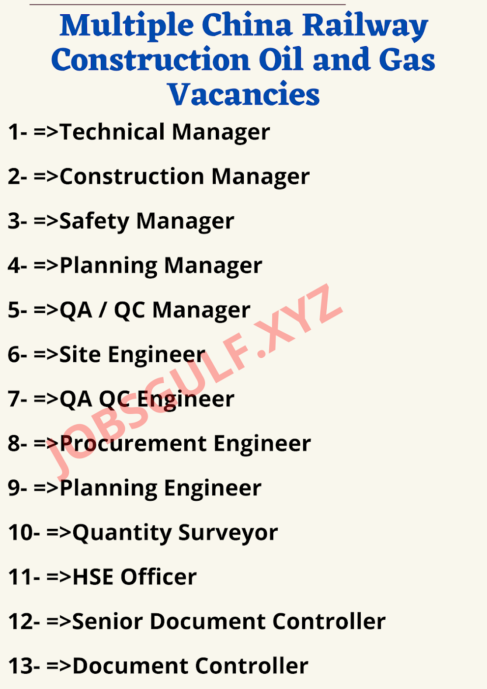 Multiple China Railway Construction Oil and Gas Vacancies