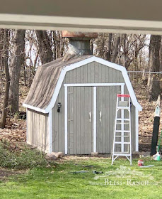 Shed Makeover with paint and Old Sign Stencils Bliss-Ranch.com