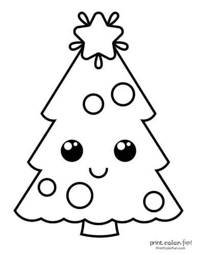 easy Christmas tree coloring pages 2