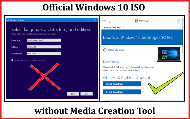 Official Windows 10 Download ISO without Media Creation Tool