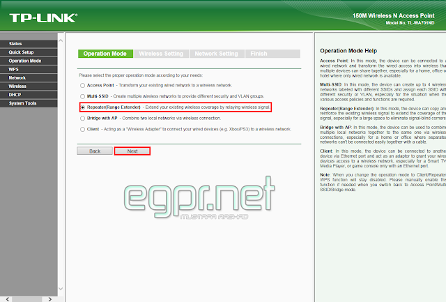 شرح مود Repeater في اكسز  TPLINK TL-WA701ND V2
