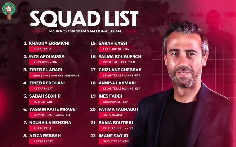 لائحة المنتخب المغربي 2023 ، أسماء لاعبات المنتخب المغربي 2023، اسماء لاعبات المنتخب المغربي النسوي 2024،تشكيلة المنتخب المغربي النسوي ، تشكيلة المنتخب المغربي النسوي لأقل من 17 سنة ،المنتخب المغربي النسوي اليوم ،مباشر ترتيب المنتخب المغربي النسوي في كأس العالم، المنتخب المغربي للفتيات
