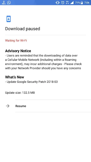 March Android Security update for Nokia 6