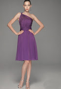 Chiffon One shoulder Aline Rouched Bosom Bodice Short Bridesmaid Dress