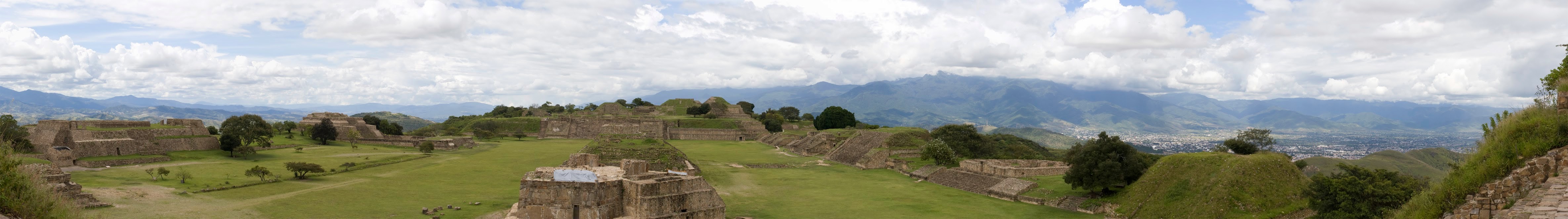 panorama monte alban ruins gran plaza