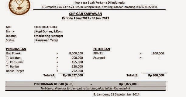 Contoh Slip Gaji Karyawan Swasta Excel Word Penchenkcom 