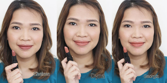 a photo of Charm by Nature Essentials Hydrating Matte Lipsticks Review in shades Chelsea, Dyna, Georgia, Britany and Amanda.