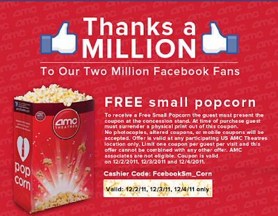  Theatres on Free Small Popcorn At Amc Movie Theatres 12 2  12 3 And 12 4 Only