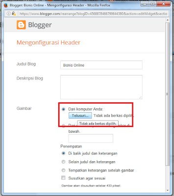 Mengupload Header Blog dengan Gambar atau Logo Image