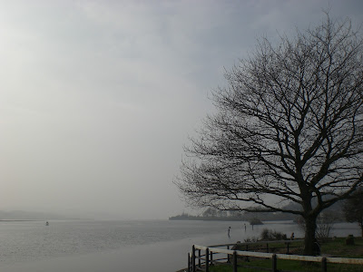 View from Bowling, misty sky merging in to river