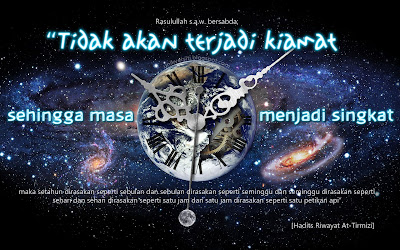 Wallpaper Islamik kata-kata hikmah - Masa akan menjadi singkat - Earth clock