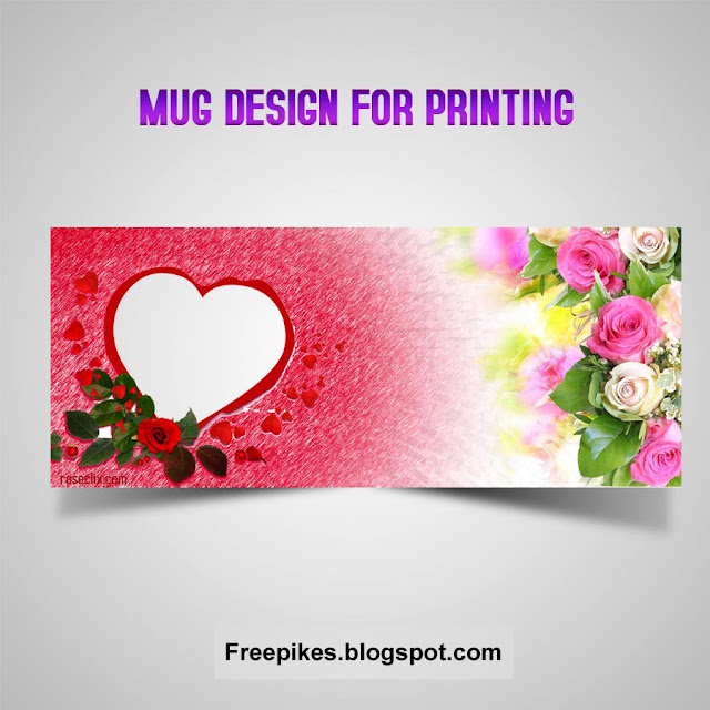 Heart and Flowers Mug Design Template for free Download