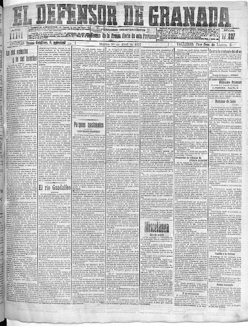 El Defensor de Granada, edición de 10 de abril de 1917.