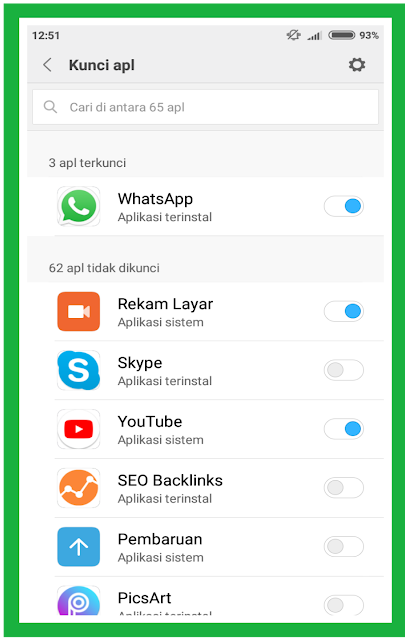 Cara kunci aplikasi di hp xiaomi sangat mudah melalui menu keamanan