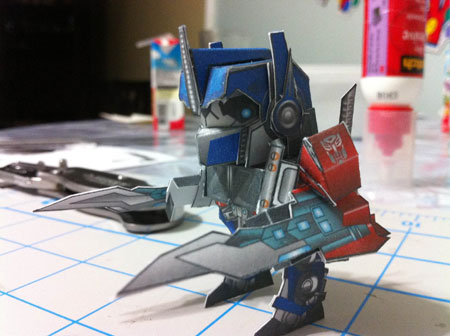 Chibi Optimus Prime Paper Toy