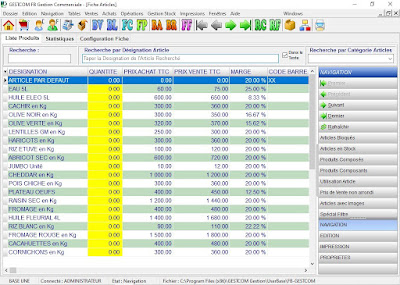 Fenêtre Liste des Produits - GESTCOM Gestion