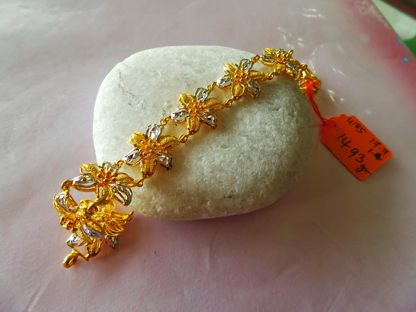 SOLD Rantai Tangan Bunga Raya 2C 14.93g u185 17.7cm 1.4cm 