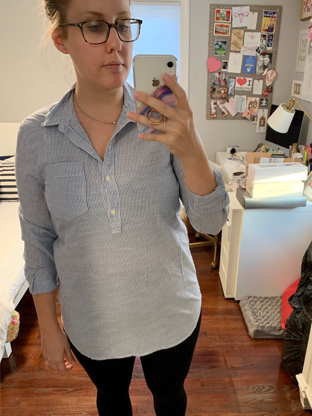  Gap Boyfriend Stripe Popover Shirt