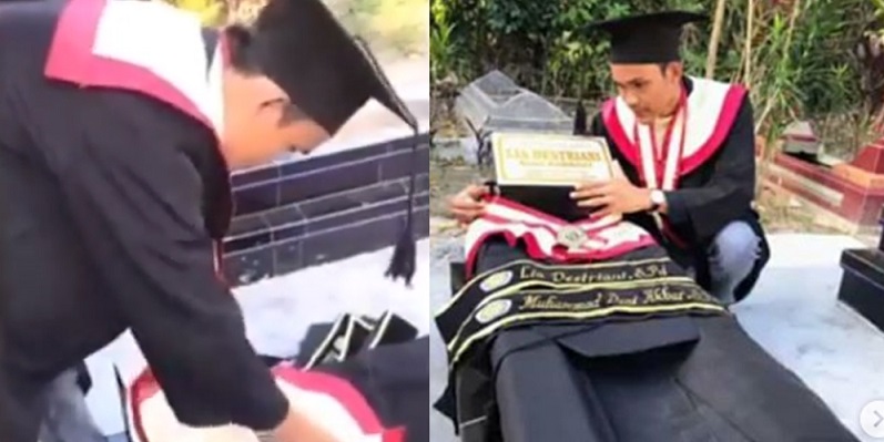 Viral, Pria Ini Wisuda di Makam Kekasih yang Semula Berniat Wisuda Bersama, naviri.org, Naviri Magazine, naviri majalah, naviri