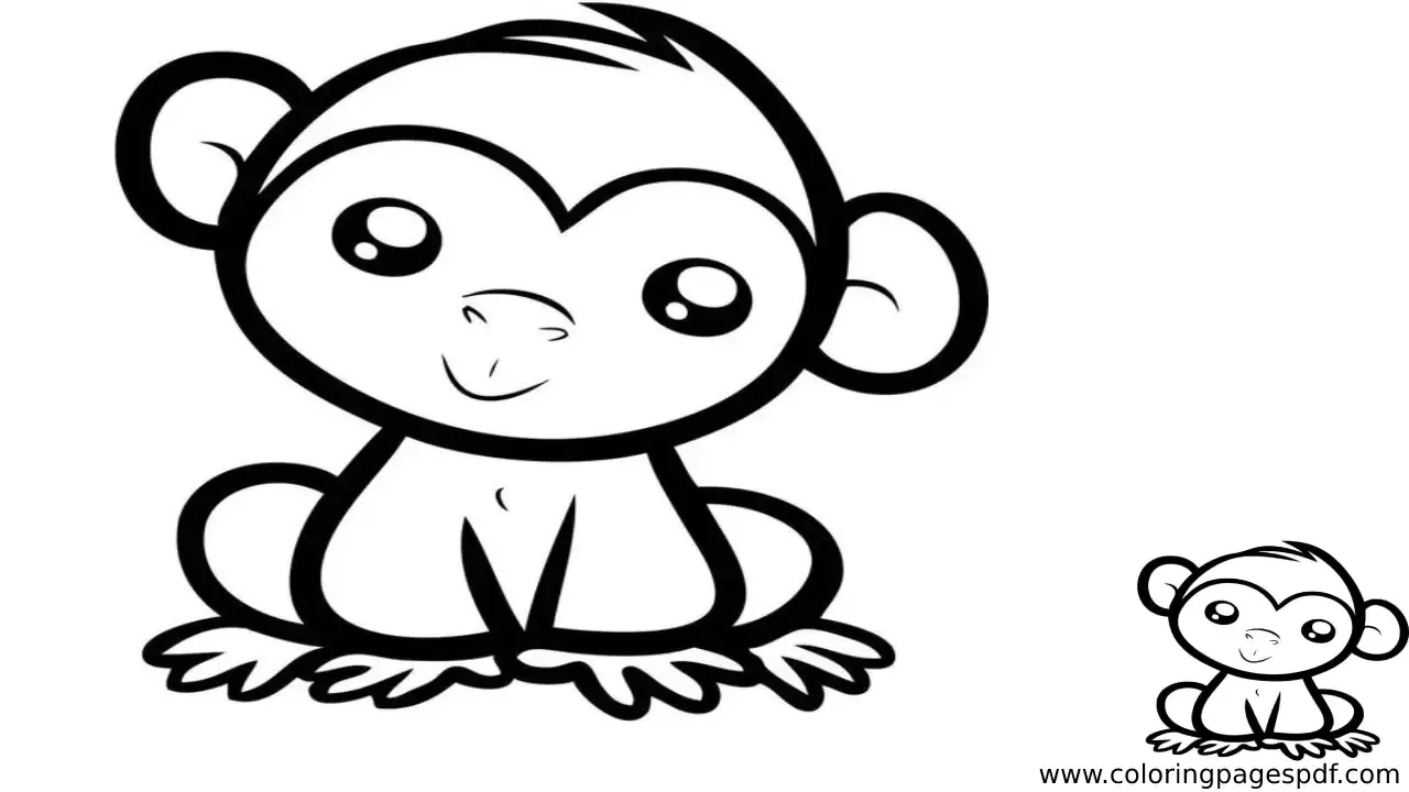 Coloring Page Of A Beautiful Monkey