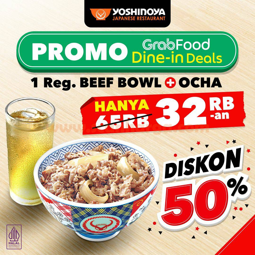 Promo YOSHINOYA GRABFOOD Dine In Deals Diskon 50%