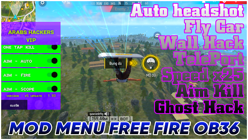 Menu Hack Free Fire OB36 | Auto Headshot 100%, Aim Bot, Auto Ghim Đầu, Không Văng, Không Lỗi V18