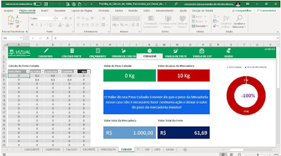 Planilha de Cálculo de Fretes Fracionados por Faixas de Cep em Excel