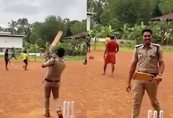 Kerala Police, Social Video, Viral Video, Kerala News, Malayalam News, Cricket, Thiruvananthapuram News, Police Plays Cricket With Publics.