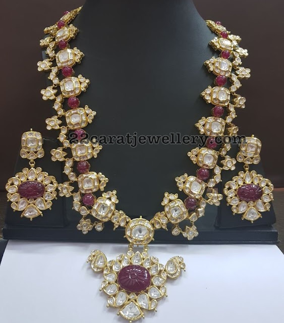 Polki Ruby Haram with Earrings