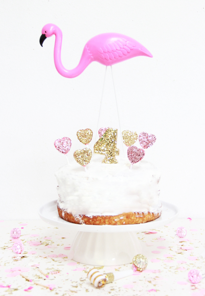 A Bubbly Life  Party  Hack  Glittered Cake Toppers 