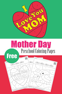 mother day color by number free preschool coloring pages to print