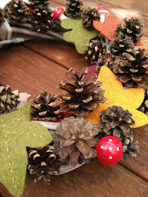 guirnalda, otoño, fieltro, piñas, manualidades, wreath, fall, autumn, felt, pinecones, couronne, autumne, feutrine