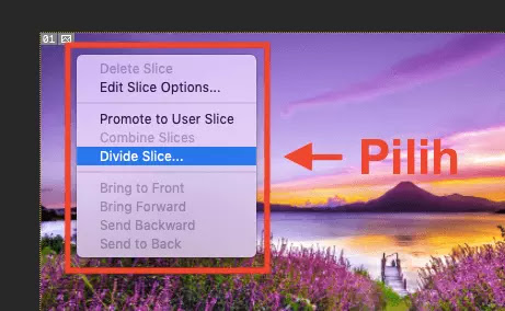 Cara membagi gabar menjadi banyak crop dan memotong gambar dengan Slice tool di photoshop, memotong gambar menjadi beberapa crop secara bersamaan pada objek foto dan gambar