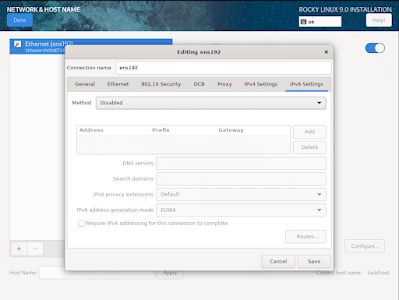 Rocky Linux 9 install-network & hosname-ipv6